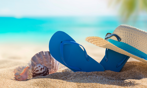 Strand, Sonne, Sandalen, Hut